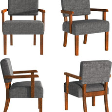 Accent Chair Set of 2 with Table, Living Room Chairs with Soft Seat and Armrests for Living Room Bedroom Reading Room Waiting Room, Grey (AC01)