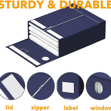 SpaceAid 9 Pack Bed Sheet Organizers and Storage, Foldable Sheet Organizer with Window for Linen Closet, Set Folder Keeper for Queen & King Size Bedding Storage (Navy Blue)