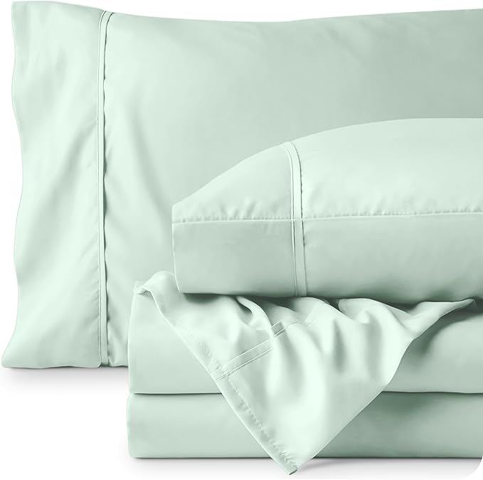 Bare Home Queen Sheet Set - Luxury 1800 Ultra-Soft Microfiber Bed Sheets - Double Brushed - Deep Pockets - Easy Fit - 4 Piece Set - Bedding Sheets & Pillowcases (Queen, Spring Mint) BareHome