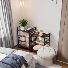 3-Tier Small Bookshelf, Industrial Metal & MDF Bookcase, X-Brace Stable Shelving for Small Spaces, Adjustable Feet, Easy Assembly, 27.6