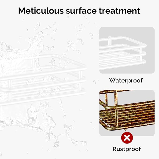 Orimade Over The Door Shower Caddy Adjustable 4 Tier White,Bathroom Hanging Organizer Shelf Rustproof with 4 Hooks,Shower Basket with Soap Holder and Suction Cup