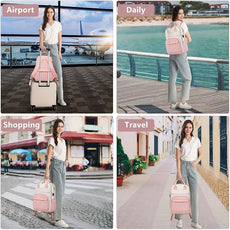 Laptop Backpack for Women Work - 15.6 Inch Travel Backpack Fashion Work Business Backpacks Purse Warterproof College Teacher Nurse Computer Daypack Beige Pink