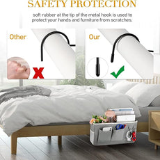 Bedside Storage Caddy/Bedside Hanging Storage Bag for Headboards Bunk Beds Dorm Rooms Book Phone Magazine Holder (2PC Grey)