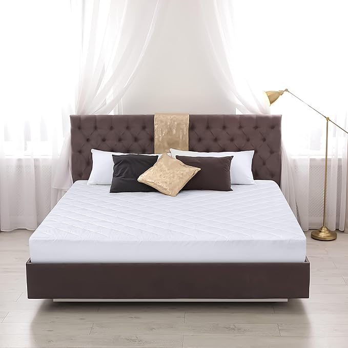 Utopia Bedding Quilted Fitted Mattress Pad, King Size, Elastic Fitted Mattress Topper Protector and Cover Stretches up to 16 Inches Deep, Machine Washable (White, Pack of 9)