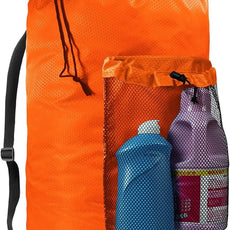 Laundry Bag with Shoulder Straps and Mesh Pocket Laundry Backpack Large Portable Laundry Hamper for College Laundromat Apartment