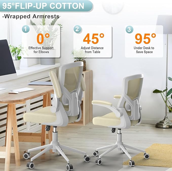 Office Chair, High Back Desk Chair Adjustable Height and Ergonomic Design Home Office Computer Chair Executive Lumbar Support Padded Flip-up Armrest
