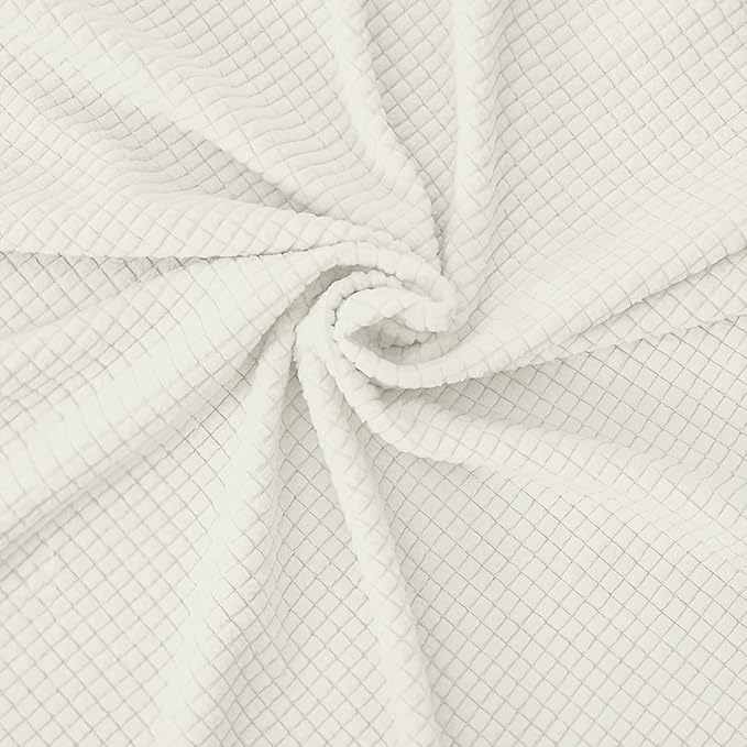 Easy-Going Stretch Bed Headboard Slipcover, Small Square Jacquard Furniture Cover, Dustproof Protector Cover for Bedroom Decor (Twin, Cream)