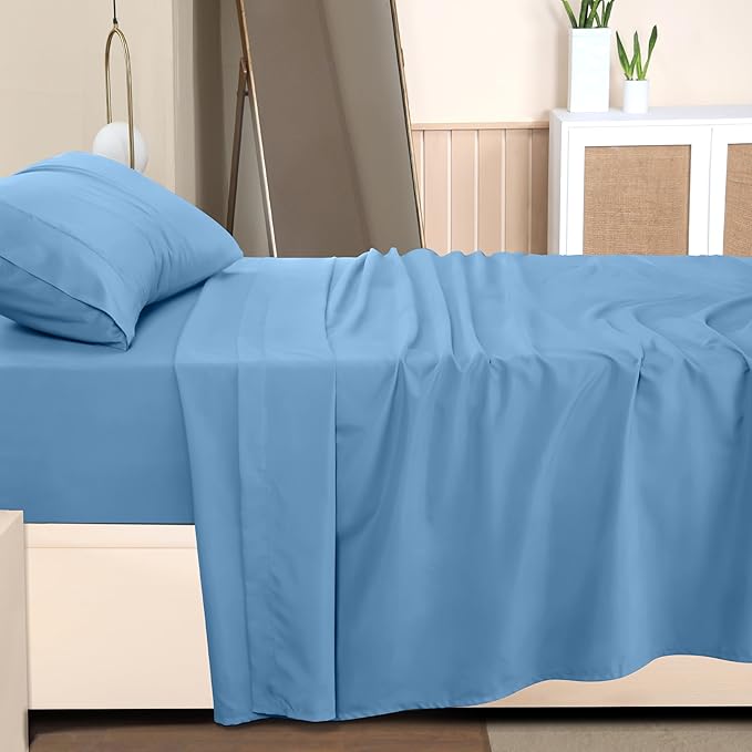 Utopia Bedding Twin Sheet Set – 3 Piece Bed Sheets for Twin Size Bed, Soft and Breathable Microfiber, Includes 1 Fitted Sheet, 1 Flat Sheet and 1 Pillowcase (Dutch Blue)