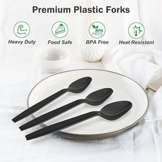 360 Count Black Plastic Spoons Disposable, BPA-Free, Heat Resistant, Solid and Durable Disposable Spoons Heavy Duty Bulk, Premium Spoons plastic disposable for Party Supply
