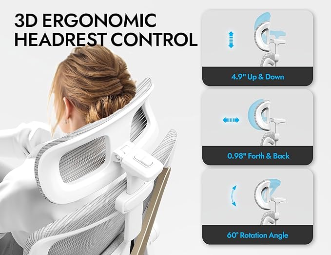 Ergonomic Office Chair-Computer Desk Chairs Comfy, Mesh High-Back Gaming Chair with Adjustable Lumbar Support & Headrest, Executive Task Chair for Adults, Comfortable for Long Hours (Gold)