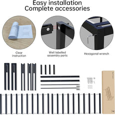 14 Inch Bamboo Bed Frame – Solid Wood Platform Bed Frame, Strong and Stable, with Non-Slip Slats for Support, No Box Spring Needed, Easy to Assemble, Noise-Free (Black, Full)