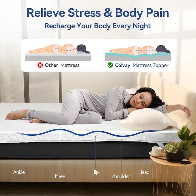 3 Inch Gel Memory Foam Mattress Topper King Size for Back Pain, Cooling Mattress Pad Bed Topper with Removable and Washable Bamboo Cover, CertiPUR-US & Oeko-Tex Certified – White