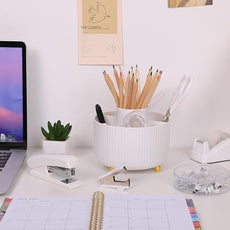 SKYDUE White Office Supplies Set, Office Desk Accessories 10PCS, Pencil Holder for Desk, Stapler, Tape Dispenser, Scissors, Ruler, Binder/Paper Clips and 1000pcs Staples,Desk Supplies Set