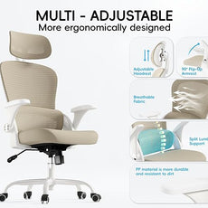 TRALT Office Chair - Ergonomic Office Chair with Back Support, Computer Chair - Home Office Desk Chairs, 330lbs Wide Seat Big and Tall Office Chairs with Headrest, Comfy Desk Chairs (Beige)