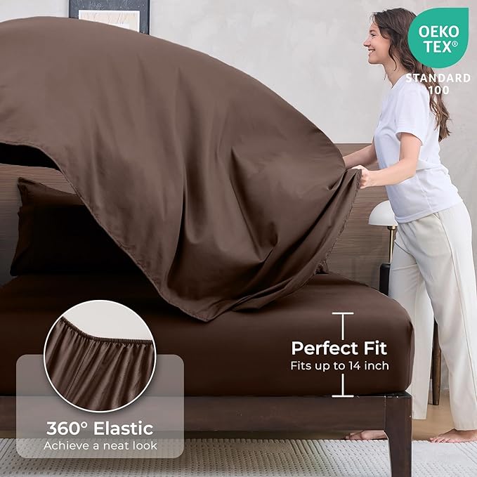 HEVUMYI Brown Twin-XL Comforter Set - 5-Piece All Season Bed in a Bag Twin-XL, Ultra Soft Bedding Set with Comforter, Flat Sheet, Fitted Sheet, Pillowcases, Pillow Shams