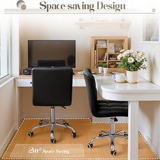 Furmax Mid-Back Office Task Chair Ribbed PU Leather Executive Chair Modern Adjustable Home Desk Chair Retro Comfortable Work Chair 360 Degree Swivel with Arms (Black)