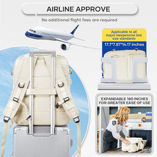 Vacuum Compression Backpack, Travel Vacuum Backpack with Electric Vacpack Pump, Flight Approved Carry On Personal Item Suitcase Luggage for Men Women, Beige, Large