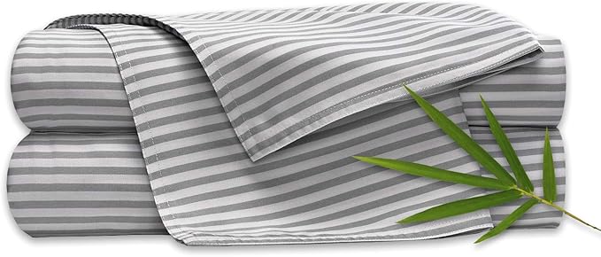 Pure Bamboo California King Sheets, Genuine 100% Organic Viscose Derived from Bamboo Bed Sheet Set, Soft & Cooling, Double Stitching, 2 Year Quality Promise (California King, Stripes)