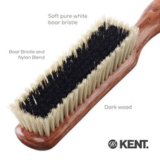 Kent CP6 Clothes Brush. 100% Natural Black & White Boar Bristle Lint Remover Especially for Cashmere, Wool and Silk for Keeping Delicate Fabrics Free from Fibres, Fluff and Pet Hair. Made in England