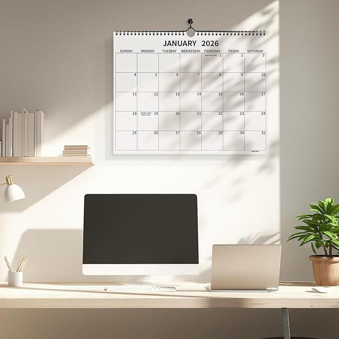 Wall Calendar 2026, 2026 Calendar January 2026 to December 2026, 14"×11" Hanging Calendar for Home Office School Planning (Simple, Horizontal)