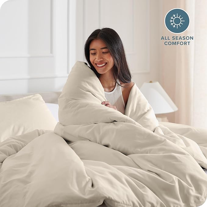 Bare Home Bedding Duvet Cover Full Size - Premium 1800 Super Soft Collection - Lightweight, Cooling - Soft Breathable Bedding Duvet Cover (Full, Sand)