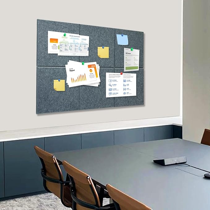 Thick Cork Board Tiles for Wall with Push Pins, 36"x24"x0.47" Bulletin Board Sets, Self-Adhesive Pin Board | Magrowill 6 Packs Felt Panels for Office Home Classroom Dorm