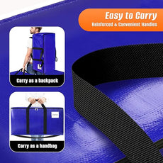 4-Pack Moving Bags with Backpack Straps & Carry Handles, 20 Gallons-76 L Heavy Duty Storage Totes for Space Saving, Foldable Storage Bags for College Dorm, Travel, Camping (Blue)