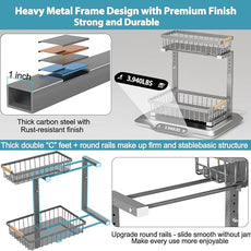 Under Sink Organizer Storage 2 Pack, 2 Tier Slide Out Height Adjustable Pull Out Cabinet Organizer Drawer for Kitchen Bathroom Large Under Sink Shelf Rack Caddy for Pantry, Grey