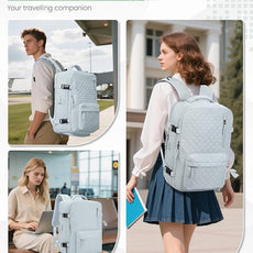 suwasp Vacuum Backpack Travel with Pump, Travel Backpack for Women Men, Vacuum Compression Bags with Laptop Compartment/Shoe Compartment, Personal Item Carry On Backpacks Flight Approved, Light Blue