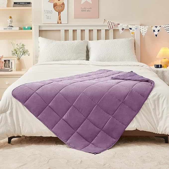 yescool Purple Weighted Blanket 3 Pounds Cooling Weighted Lap Blanket, Heavy Blanket for Sleeping, Weighted Throw Blanket Gift for 20-40lbs, 36"x48"