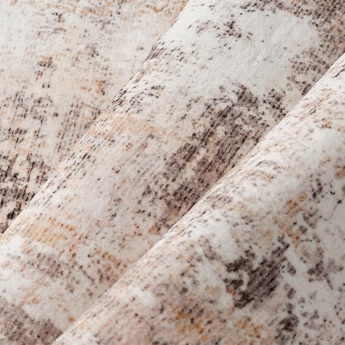 8x10 Washable Area Rug Beige Grey Abstract Living Room Bedroom Carpet Neutral Modern Non Slip Soft Medium Pile Indoor Large Throw Rug for Dining Room Office