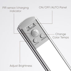 Joyzy Under Cabinet Lighting Motion Sensor Closet Lights Battery Operated Dimmable, 91 LED Rechargeable Under Shelf Sink Light Indoor, Wireless Under Counter Lights for Kitchen Pantry Shelf Hallway