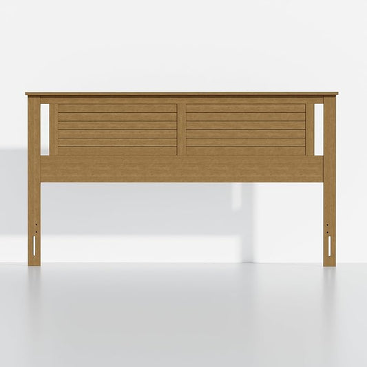 Serene King Size Wood Headboard Shiplap-Inspired Panel Design in a Stained Pine Finish