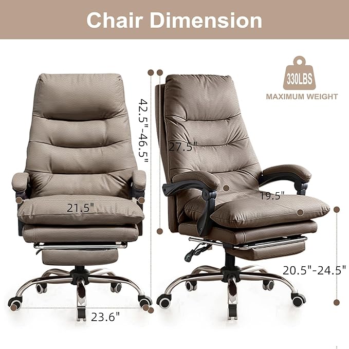 Office Chair with Soft Cushion High Back Gaming Chair Executive Desk Chair with Leg Rest Ergonomic Leather Computer Chair for Home Office