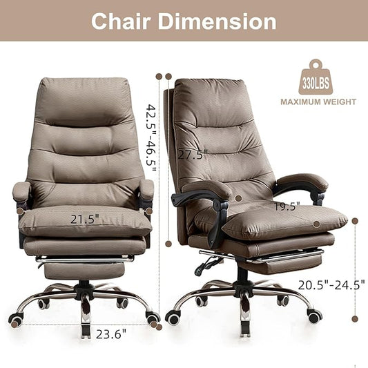 Office Chair with Soft Cushion High Back Gaming Chair Executive Desk Chair with Leg Rest Ergonomic Leather Computer Chair for Home Office
