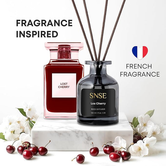 SNSE Los Cherry Perfumed Reed Diffuser Set - Premium Reed Diffusers for Home with Diffuser Reeds, Luxurious Gift Aroma, Sophisticated Scent, Ideal for Relaxation, Elegant Home Fragrance