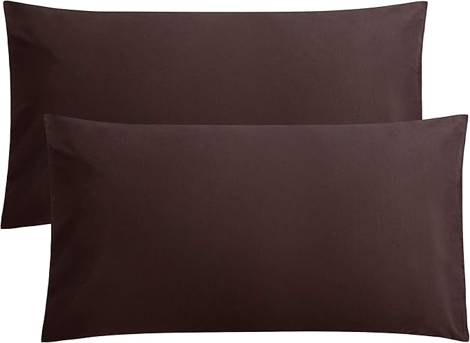 FLXXIE 2 Pack Microfiber King Pillow Cases, 1800 Super Soft Pillowcases with Envelope Closure, Wrinkle, Fade and Stain Resistant Pillow Covers, 20x36, Dark Brown