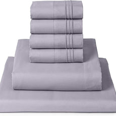 Mellanni Queen Sheet Set - 6-Piece Iconic Collection Bedding, (Including 4 Pillowcases), 16-Inch Deep Pocket, Easy Care, Extra Soft, Cooling Sheets, Brushed Microfiber - Lavender