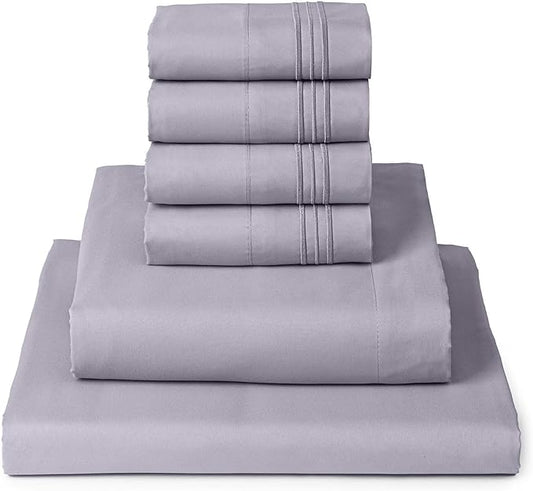 Mellanni Queen Sheet Set - 6-Piece Iconic Collection Bedding, (Including 4 Pillowcases), 16-Inch Deep Pocket, Easy Care, Extra Soft, Cooling Sheets, Brushed Microfiber - Lavender