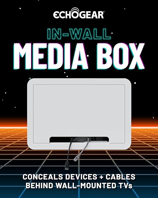 ECHOGEAR 9" in-Wall TV Media Box - Recessed TV Outlet & Network Enclosure - Works with Roku, Apple TV, Fire TV Stick, & Samsung One Connect Mini - WiFi Friendly Cable Management Kit
