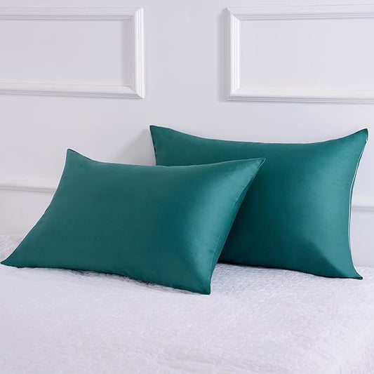 Cotton Pillow Protectors/Cover Queen Size with Zipper 2 Pack Teal Blue Pillow Cases Cooling & Breathable Bed Pillow Protectors Set of 2 Pillow Cases Cover (20" x 30")