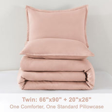 Litanika Comforter Set, Lightweight Solid Bedding Comforter Set, Fluffy Down Alternative Bed Set, Blush Pink, Twin/Twin XL