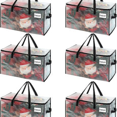 VENO 6 Pack Moving Bags, Christmas Storage Bins, Moving Boxes Alternative, Comforter and Blanket Storage Bags, College Dorm Packing Supplies, Foldable Heavy-Duty Tote (Clear, 6 Pack)