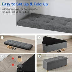 BRIAN & DANY 43 Inches Folding Storage Ottoman Bench, Ottoman with Storage Bench for Bedroom, Living Room, Entryway, Foot Rest with Legs, Dark Gery