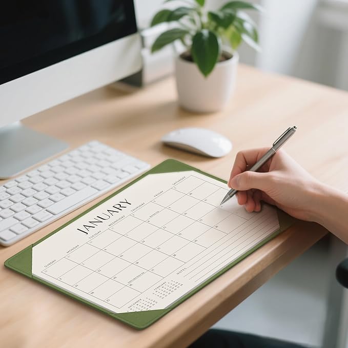 Jotsome Desk Calendar 2026 with Desktop Mat, Desk Pad Calendar From 2026 to Jun 2027 14x10.5 inch, Desk Blotter Calendar for Home Office and School, Easy Planning, Gift for the Holidays or Christmas, Green