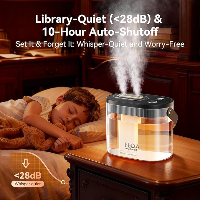 DIGIX Rechargeable Portable Humidifier-Smart Display,Night Light,Easy Clean,1.4L Small Humidifiers for Bedroom Baby, Personal Mini Humidifier for Travel Home Plants,3 Mist Modes, Auto Shut-Off (Black)