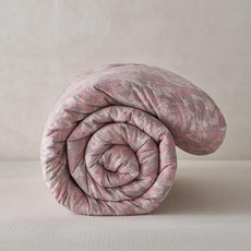 MKXI Double Layer Muslin Cotton Comforter Set Farmhouse Old Pink Floral Comforter Twin XL Shabby Chic Bedding Comforter Set Soft Breathable French Country Bed Comforter for All Season