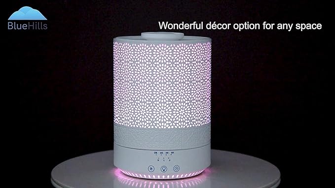 BlueHills 2500 ML XL Essential Oil Diffuser Aroma Humidifier with Timer for Large Home Decor Baby Rooms Big Huge 2.5 L Capacity Long Run Color Changing Lights Decorative Design High Mist White- F002