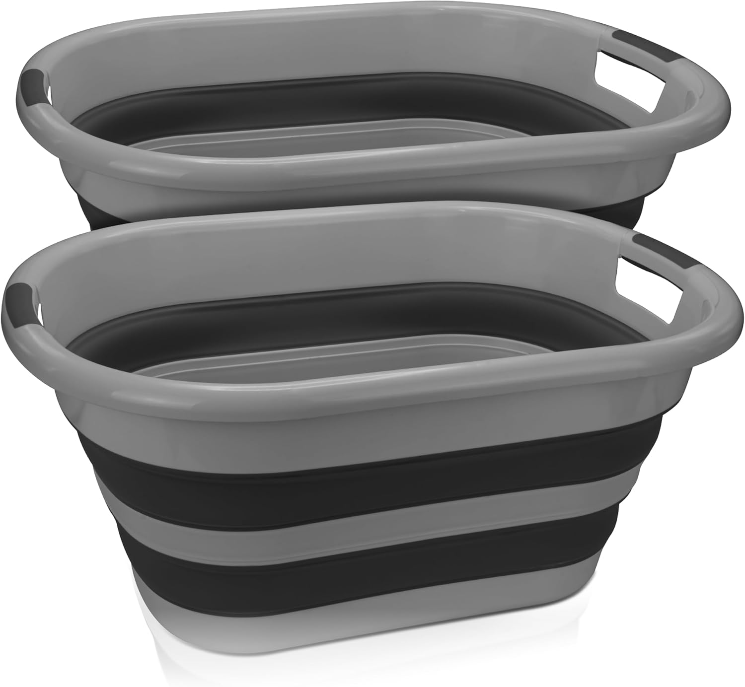 BROOKSTONE 11 GALLON XL 24" Collapsible Laundry Basket & Clothes Hamper, Comfort Non-Slip Handles, Modern Laundry Hamper with Space Saving Design, Portable Pop-Up Hamper, BPA FREE, Light Grey, 1 Pack Dormly
