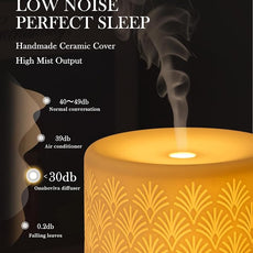 Essential Oil Diffuser, 280ml Ceramic Aromatherapy Diffuser for Large Room, 2.4MHz Ultrasonic Cool Mist Diffuser Oil Machine, Quiet & Intelligent Aroma Diffuser for Home Office SPA Yoga